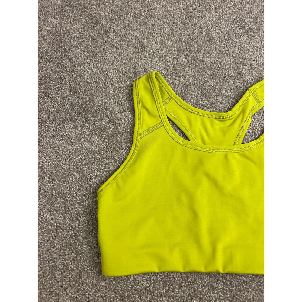 Nike Sports Bra Womens Small Neon Yellow Excellent Dri-FIT Racerback Swoosh - Picture 2 of 6